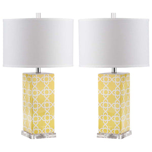 Safavieh Quatrefoil 27 Inch H Table Lamp-Yellow (Set of 2)