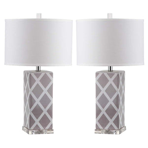 Safavieh Garden 27 Inch H Lattice Table Lamp-Grey (Set of 2)
