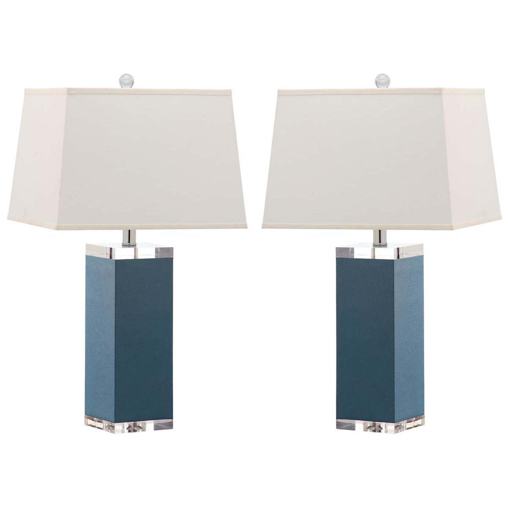 Safavieh Deco 27 Inch H Leather Table Lamp-Light Blue (Set of 2)