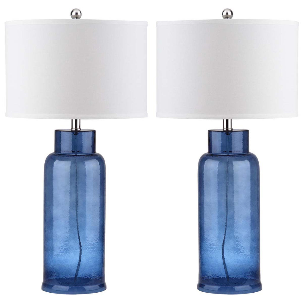 Safavieh Bottle 29 Inch H Glass Table Lamp-Blue (Set of 2)