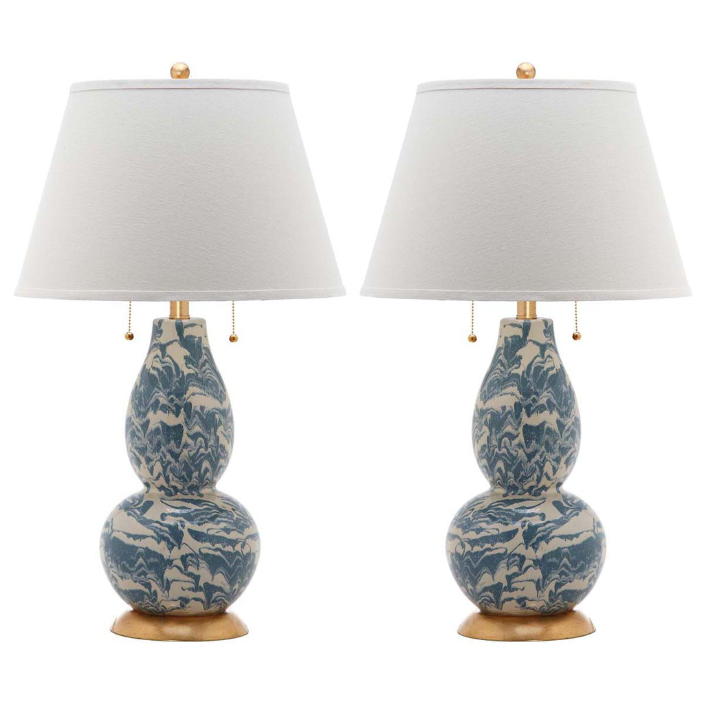 Safavieh Color Swirls 28 Inch H Glass Table Lamp-Light Blue/White (Set of 2)