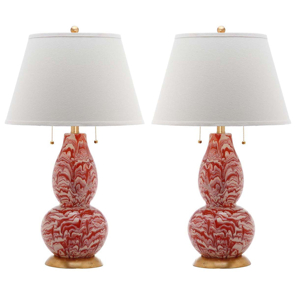 Safavieh Color Swirls 28 Inch H Glass Table Lamp-Orange/White (Set of 2)