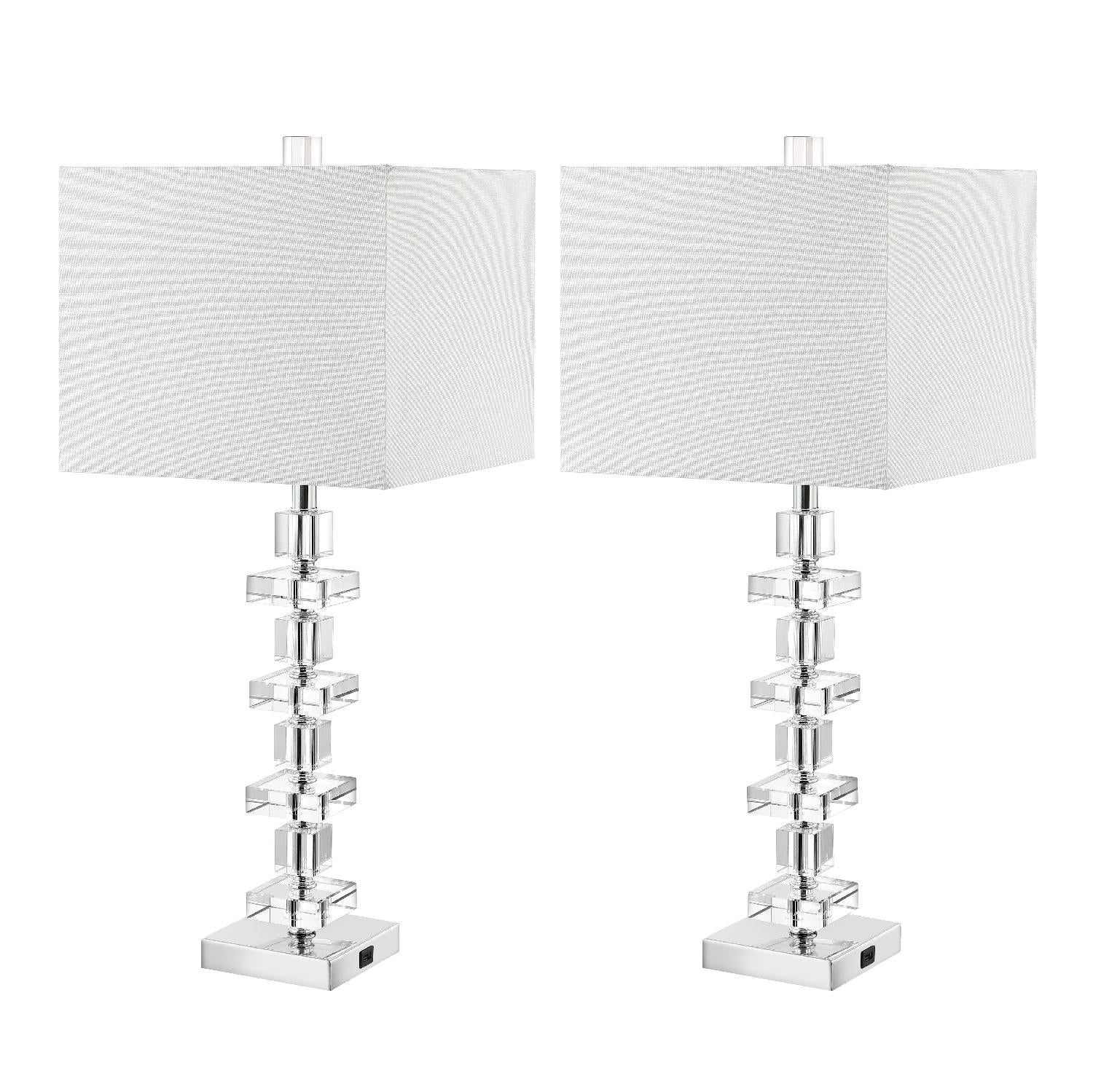 Safavieh Deco Crystal Table Lamp Clear Chrome (Set of 2)