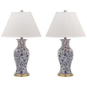 Safavieh Beijing 29 Inch H Floral Urn Lamp-Blue/White (Set of 2)