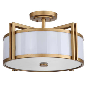 Safavieh Dark Grey 3 Light Antique Gold 17 Inch Dia Semi Flush-Antique Gold