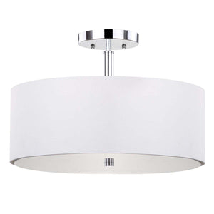 Safavieh Clara 3 Light Chrome 16 Inch Dia Semi Flush Drum Light-Chrome