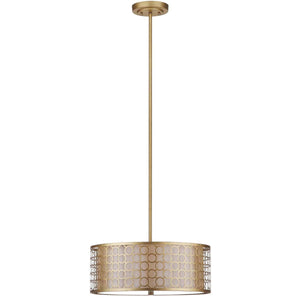 Safavieh Giotta 3 Light Antique Gold  18 Inch Dia Drum Adjustable Pendant-Antique Gold