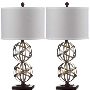 Safavieh Haley 28 Inch H Double Spher Table Lamp-Antique Silver (Set of 2)