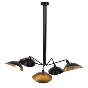 Safavieh Lettie 5 Light Gold Leaf Detail 49 Inch Dia Pendant-Black