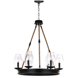 Safavieh Fritz 25 Inch Dia Adjustable Chandelier-Black/Brown