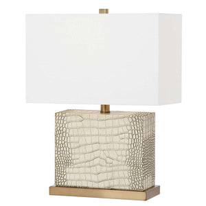 Safavieh Delia 20.5 Inch H Faux Alligator Table Lamp-Cream