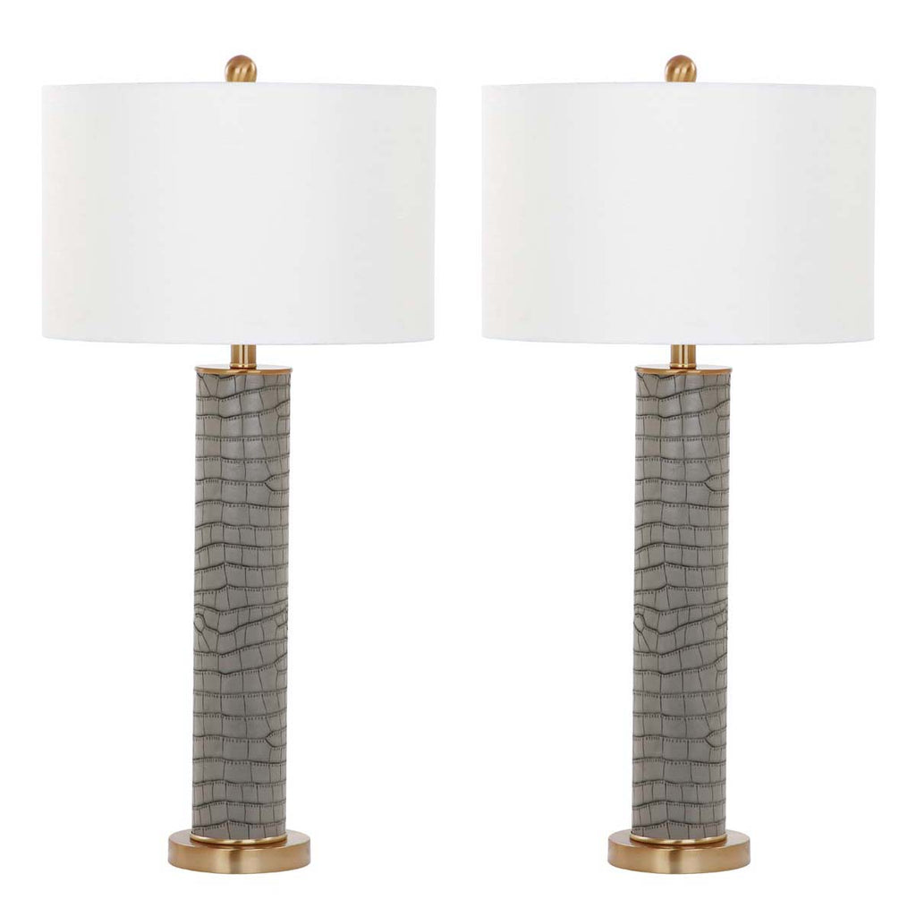 Safavieh Ollie 31.5 Inch H Faux Alligator Table Lamp-Grey (Set of 2)