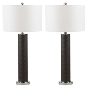 Safavieh Ollie 31.5 Inch H Faux Snakeskin Table Lamp-Grey (Set of 2)
