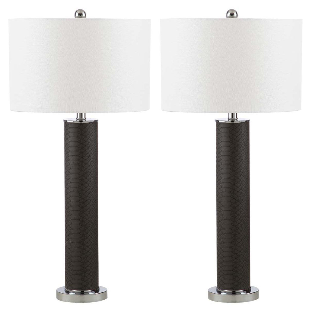 Safavieh Ollie 31.5 Inch H Faux Snakeskin Table Lamp-Grey (Set of 2)
