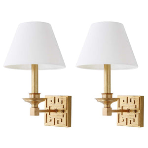 Safavieh Elvira Gold 15 Inch H Greek Key Wall Sconce-Gold (Set of 2)