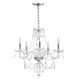 Safavieh Jingle 5 Light Chrome 22.5 Inch Dia Adjustable Chandelier-Chrome/Clear
