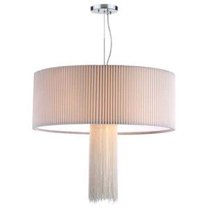 Safavieh Schroom 3 Light Chrome 24-Inch Dia Adjustable Pendant - Chrome/Cream