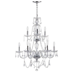 Safavieh Aura 9 Light 26 Inchdia Adjustable Beaded Chandelier-Chrome/Clear