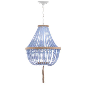Safavieh Lush Kristi 3 Light 16.5 Inch Dia Blue Beaded Pendant-Blue