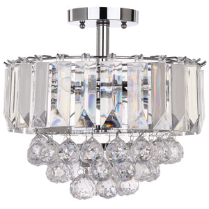 Safavieh Vaxcel 3 Lights Chrome Acrylic 13.5 Inch Dia Flush Mount-Chrome/Clear