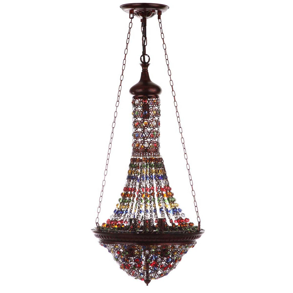 Safavieh Moroccan Gentle 15.25 Inch Dia Pendant Lamp-Dark Bronze/Multicolor