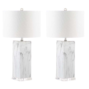 Safavieh Olympia Marble Table Lamp-Black/White Marble (Set of 2)