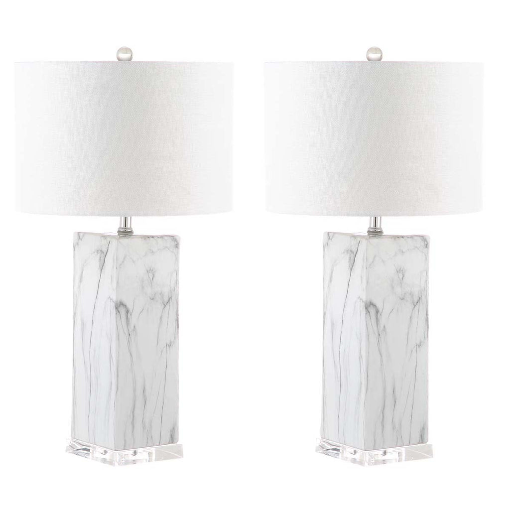 Safavieh Olympia Marble Table Lamp-Black/White Marble (Set of 2)