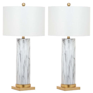 Safavieh Sonia Faux Marble 31.25 Inch H Table Lamp-Black/White (Set of 2)