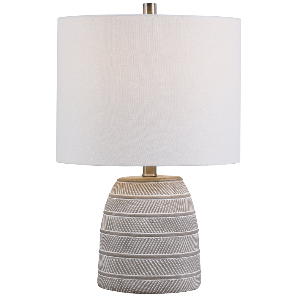 Home Decor Concrete Base Table Lamp - Accented With Brushed Nickel Plated Details