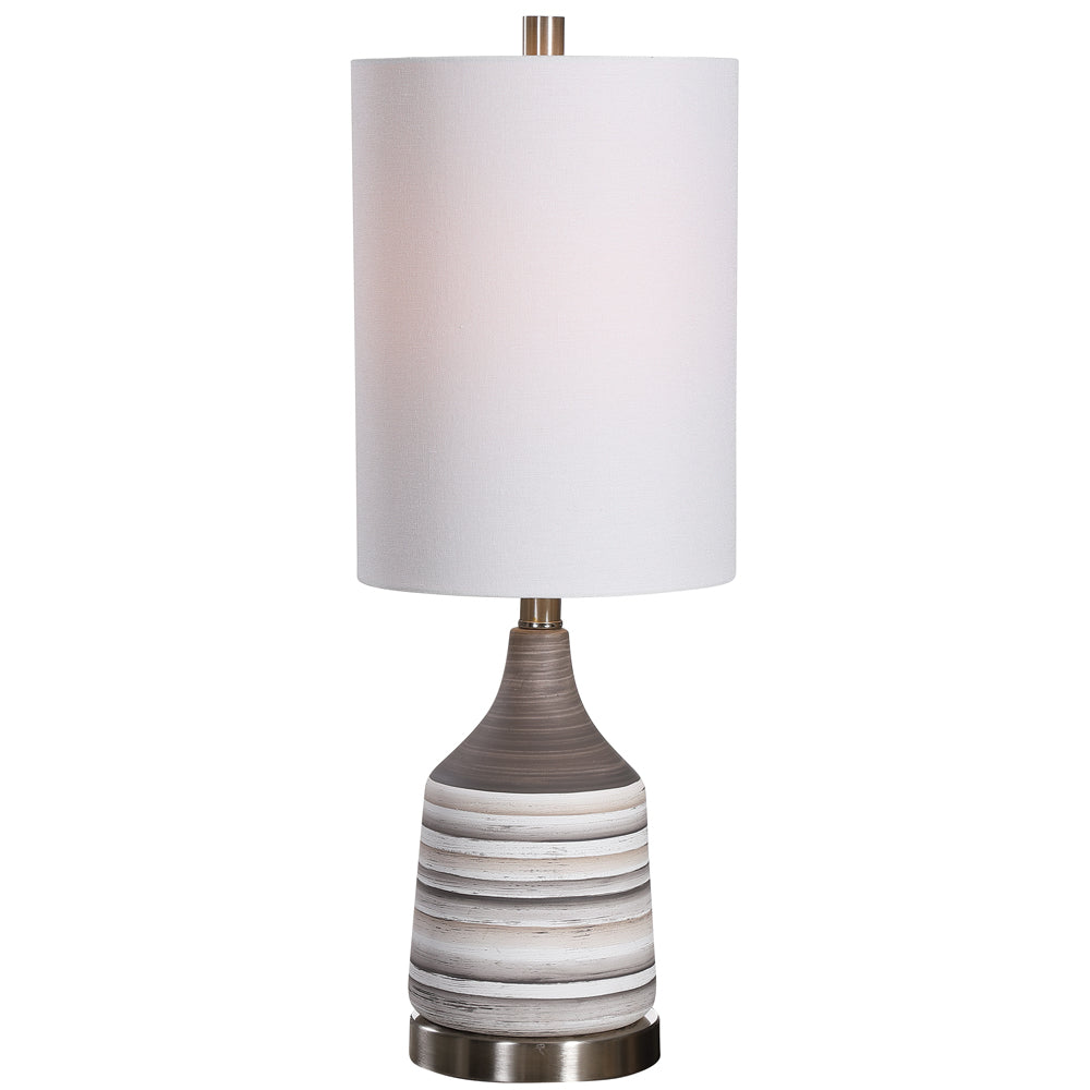 Home Decor Table Lamp With Matte Finish On The Ceramic Base And A Mixture Of Charcoal