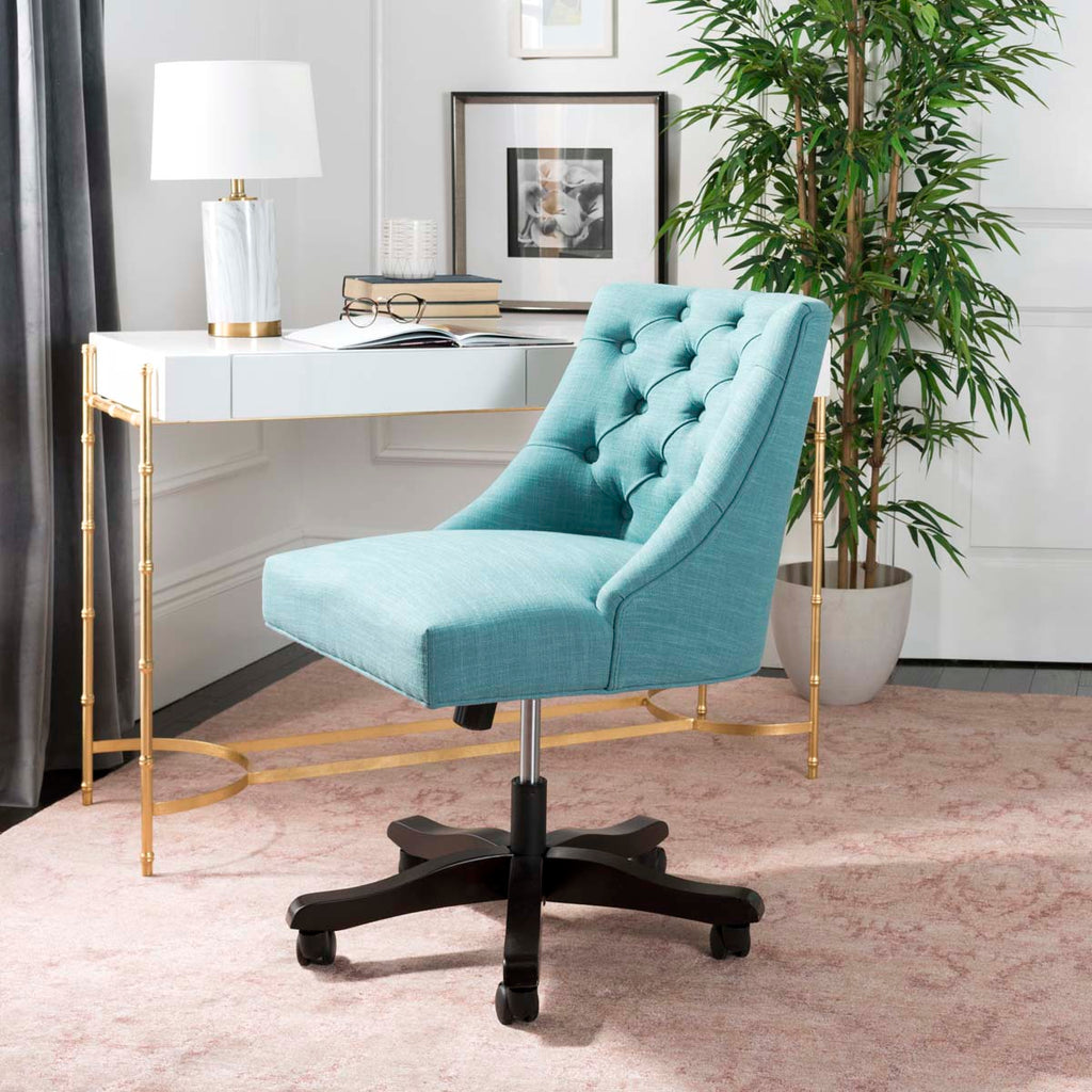 Safavieh Soho Tufted Linen Swivel Desk Chair - Light Blue