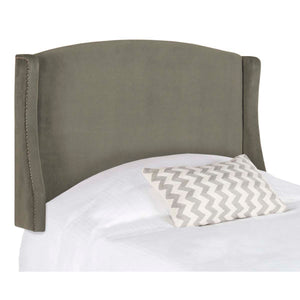 Safavieh Austin Pewter Winged Headboard Silver Nail Heads Pewter