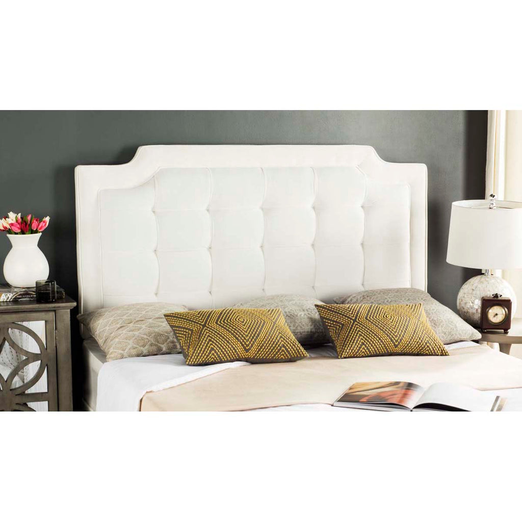 Safavieh Sapphire Tufted Velvet Headboard  - White