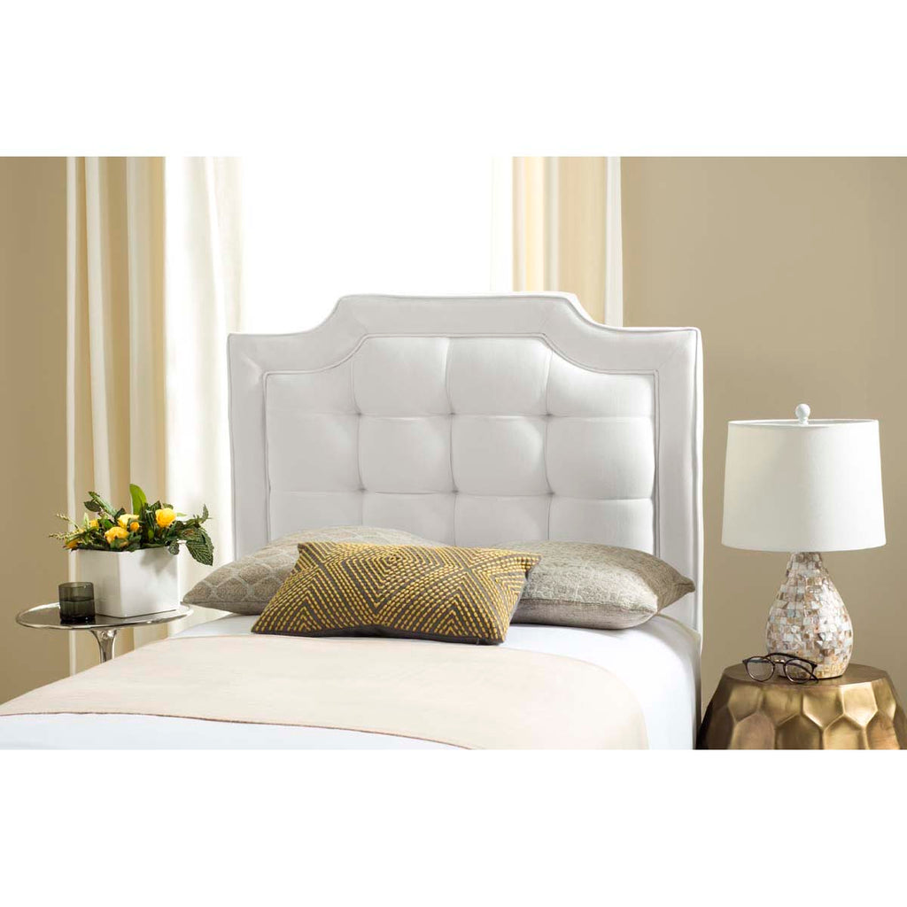 Safavieh Sapphire Tufted Velvet Headboard  - White