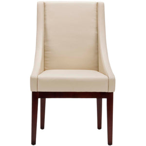 Safavieh Cr?me Leather Sloping Armchair - Cream / Leather