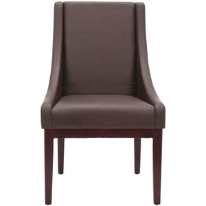 Safavieh Brown Leather Sloping Armchair - Brown