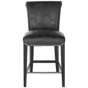 Seth Counter Stool - Black / Crocodile | Safavieh - MCR4509E