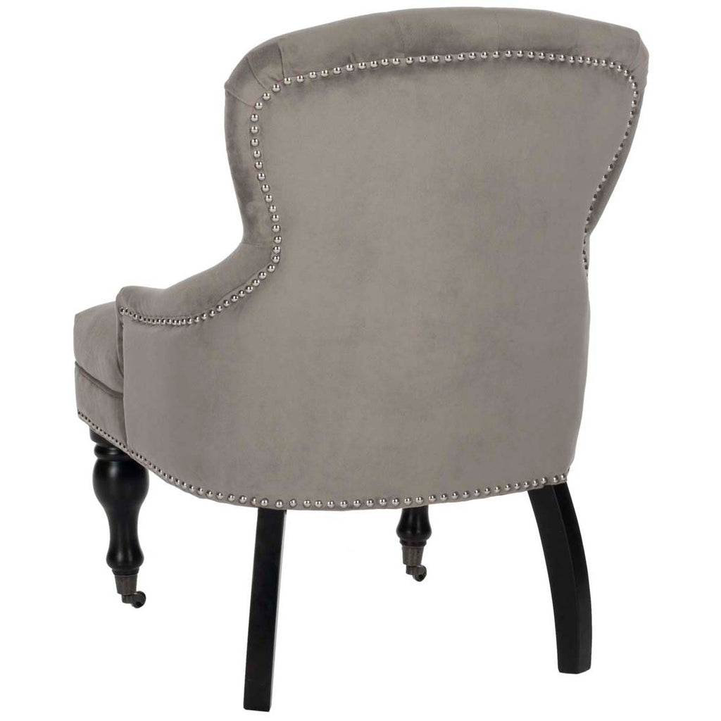 Safavieh Falcon Tufted Arm Chair W/ Silver Nail Heads - Mushroom