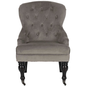 Safavieh Falcon Tufted Arm Chair W/ Silver Nail Heads - Mushroom