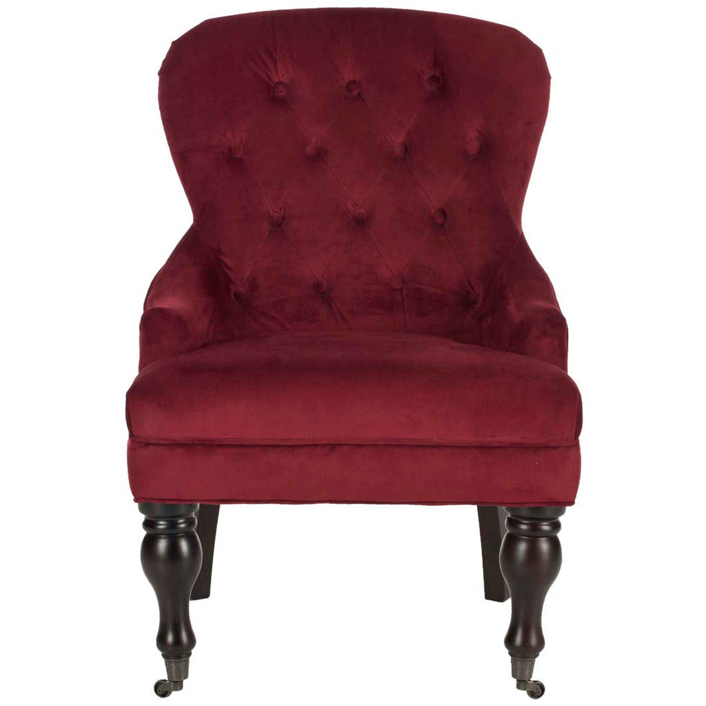 Safavieh Falcon Tufted Arm Chair - Red Velvet