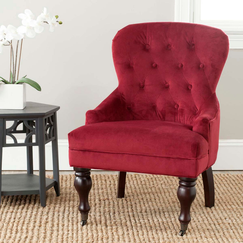 Safavieh Falcon Tufted Arm Chair - Red Velvet