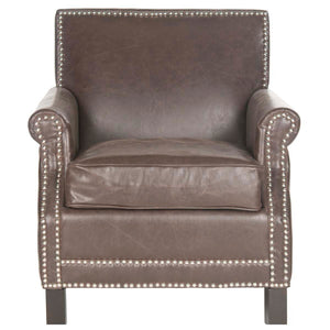 Safavieh Easton Club Chair - Silver Nail Heads - Antique Brown