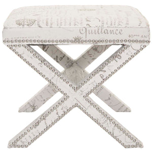 Safavieh Palmer Ottoman - Silver Nail Heads - Multi / Beige