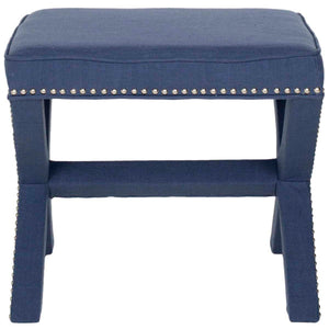 Safavieh Palmer Ottoman - Silver Nail Heads - Navy