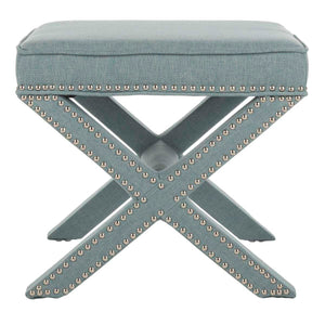 Safavieh Palmer Ottoman - Silver Nail Heads - Sky Blue