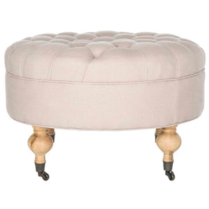 Safavieh Clara Tufted Round Ottoman - Taupe