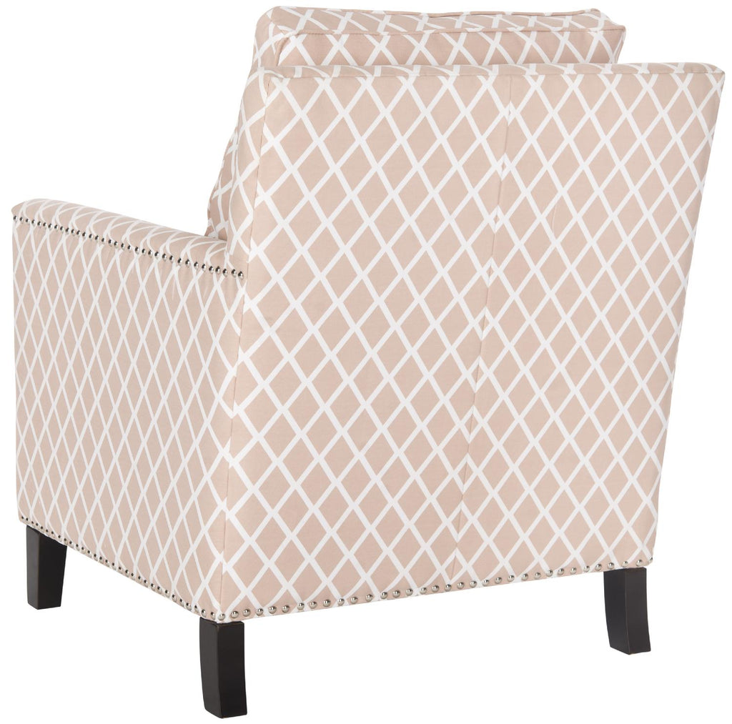 Safavieh Buckler Club Chair   Silver Nail Heads-Peach Pink / White