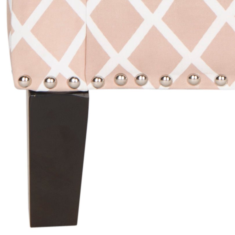 Safavieh Buckler Club Chair   Silver Nail Heads-Peach Pink / White