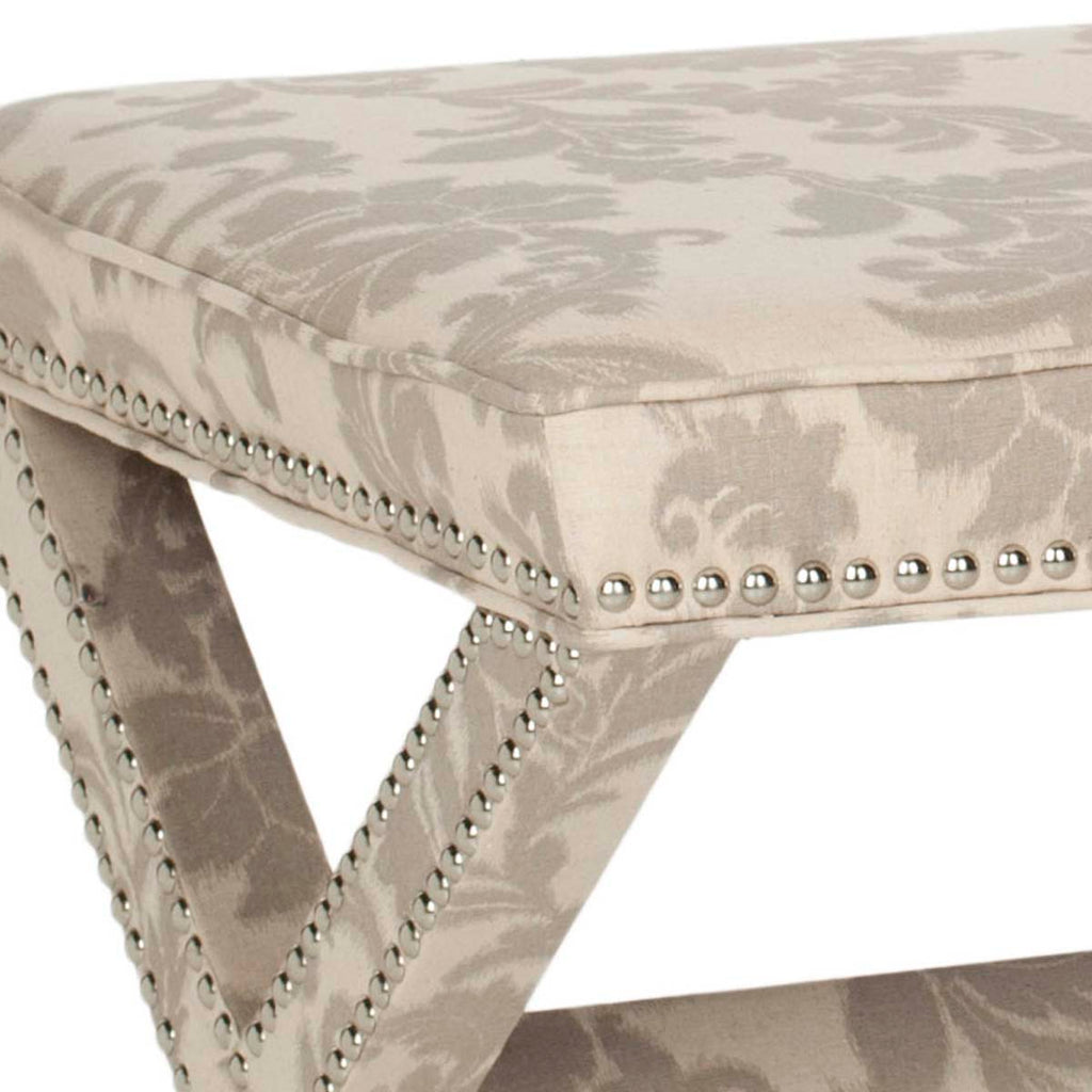 Safavieh Melanie Extended Bench - Silver Nail Heads - Taupe/beige