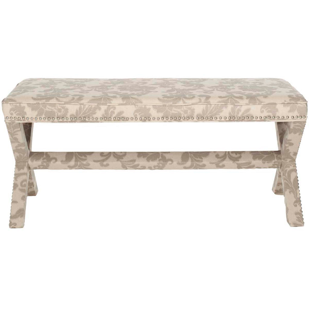Safavieh Melanie Extended Bench - Silver Nail Heads - Taupe/beige